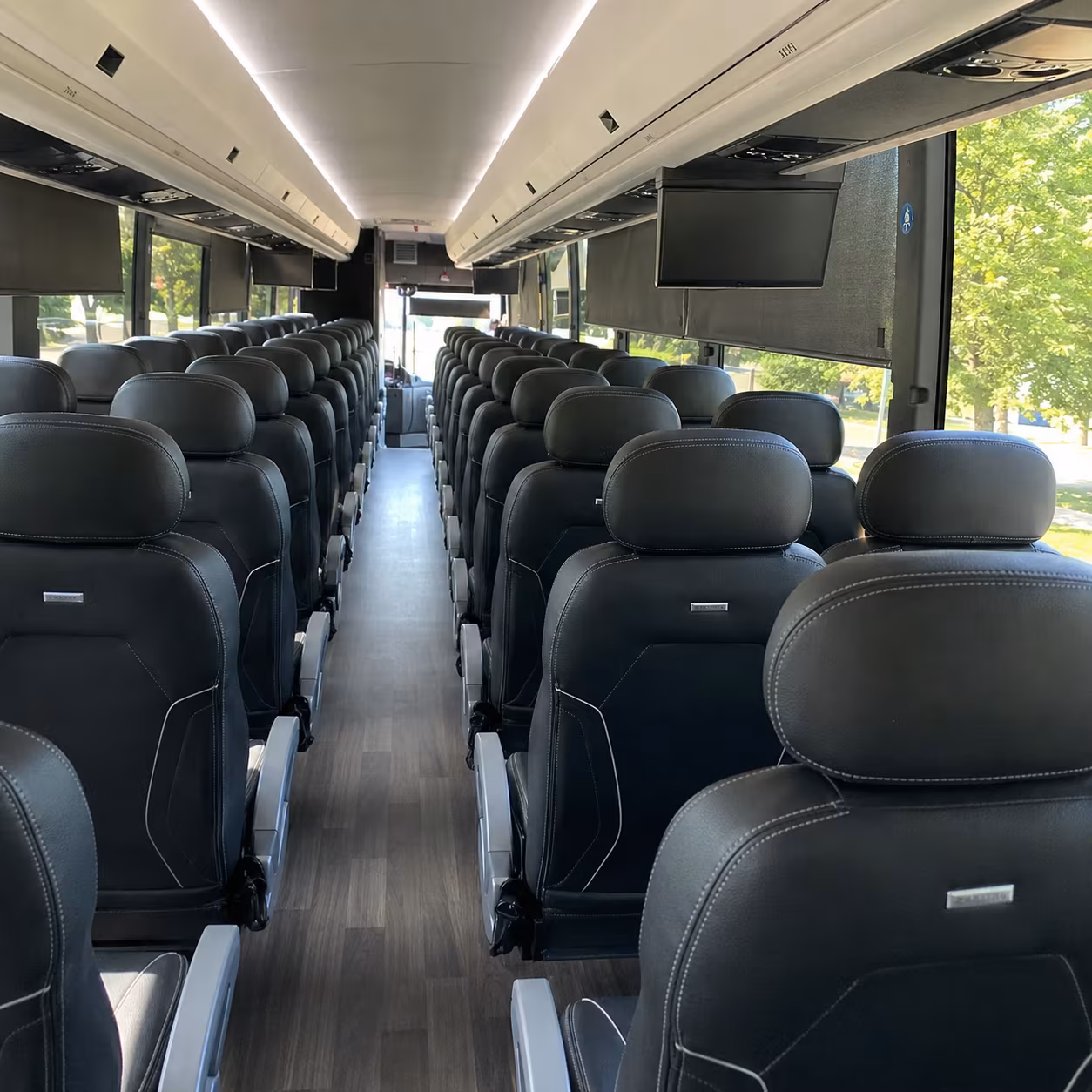 woodbridge charter bus rental interior